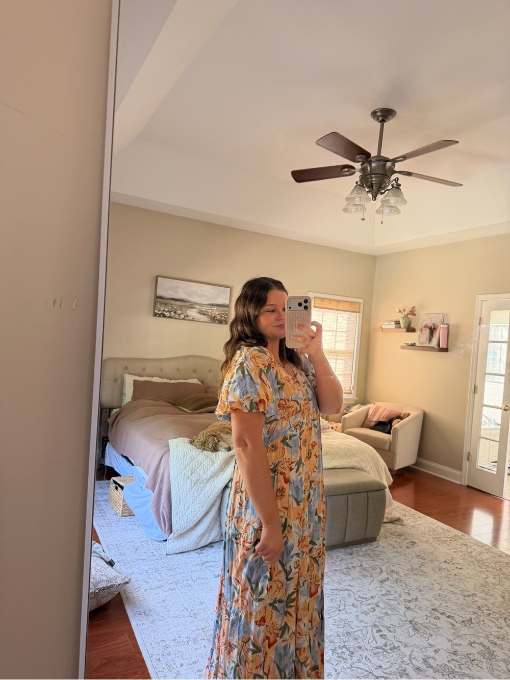 Pinkblush Floral Tiered Midi Dress in Blue & Yellow - Picture 2 of 4